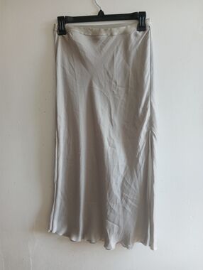 Free People Light Gray Satin Maxi Skirt